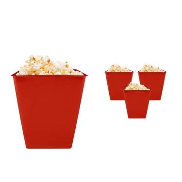 Imagem de Kit 4 Pipoqueira Retrô Vermelho 2,6L Plástico Premium - Bb Store