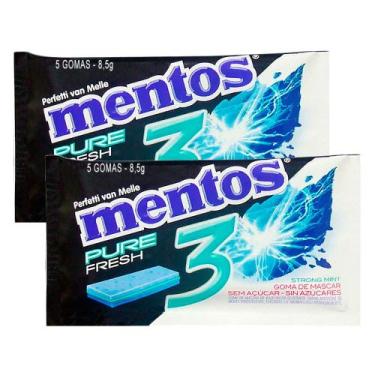 Imagem de Kit 2 Chiclete Mentos Pure Fresh 3 Sabor Strong Mint Sem Açúcar 8,5g c