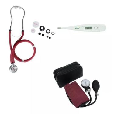 Imagem de Kit Academico Esfigmomanometro + Estetoscopio + Termometro - Premium, 