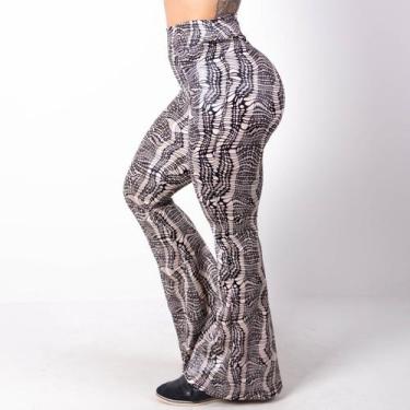 Imagem de Calça Flare Estampada em Cirrê de Poliamida - Fitmoda, M, Estampado