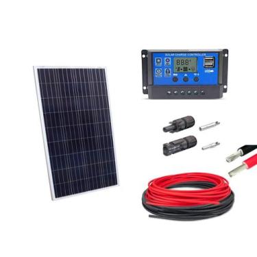 Imagem de Kit Painel Placa Energia Solar 100w Contro20a Cabo E Mc4 - Resun