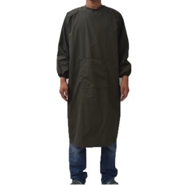 Imagem de UE STORE Avental de cozinha de manga comprida para adultos à prova d'água para artistas, Verde militar, M
