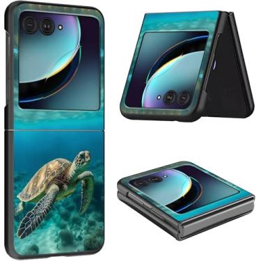 Imagem de Capa para Motorola Razr Plus 2024 fina, leve, rígida, PC à prova de balanço, capa protetora para celular Motorola Moto Razr Plus 2024 5G/Razr 50 Ultra 6,9 polegadas - Tartaruga marinha verde