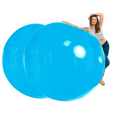 Imagem de Pacote x2 | Balão gigante azul claro de 183 cm pronto para inflar com ar, hélio ou encher com água - Balões gigantes de látex biodegradáveis | Para eventos, festas, decorações de aniversário e decorações de casamento