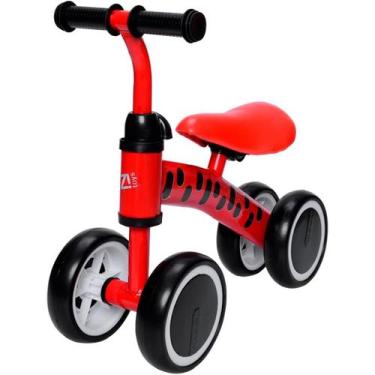 Imagem de Andador Sem Pedal Bebe Equilibrio 4 Rodas Bicicleta Vermelho Zippy Toy