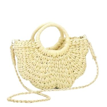 Imagem de Bolsa de praia, sacola feminina, bolsa de palha de verão, bolsas transversais adequadas para viagens, férias, trabalho, combinação diária, Caqui, One Size