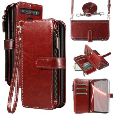 Imagem de Asuwish Capa de telefone para TCL 10 5G UW Verizon capa com protetor de tela de vidro temperado e cordão com zíper carteira suporte para cartão suporte celular TCL105GUW TLC 105GUW G5 5GUW T790S