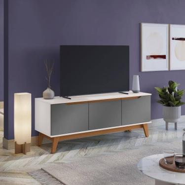 Imagem de Rack Kappesberg 3 Portas Branco/chumbo 136cm