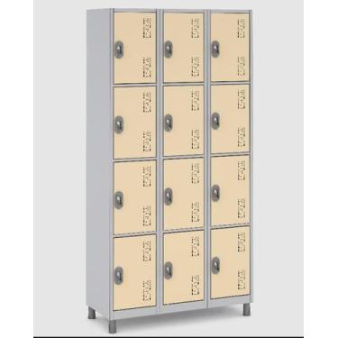 Imagem de Roupeiro de Aço 12 Portas Cores Diversas Escolas - W3, Creme