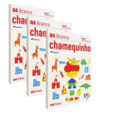 Imagem de Kit 3 Pacotes de 100 folhas de Papel Sulfite A4 Branco 75g - Chamequin