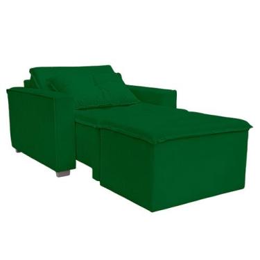 Imagem de Poltrona Cama com Puff para Sala Confortavél Moderna Suede - BelarStor