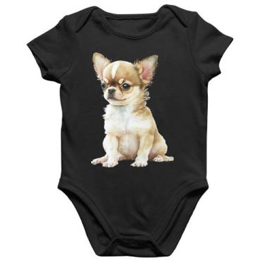 Imagem de Body Bebê Algodão Cachorro Chihuahua - Foca na Moda, Preto, G