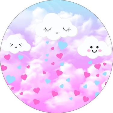 Imagem de Painel De Festa Redondo 1,50x1,50 - Chuva de Amor Rosa 014 - Via Cores