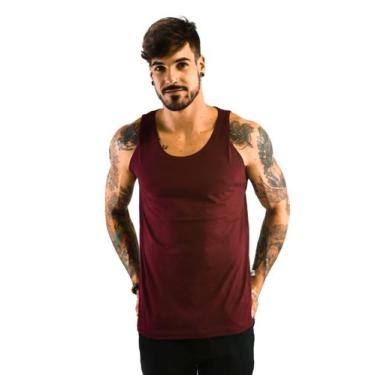 Imagem de Camiseta Regata Bordô Básica Di Nuevo Masculina 100% Algodão, Vinho, P