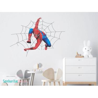 Imagem de adesivo de parede homem aranha heróis decoração meninos - Senhorita De