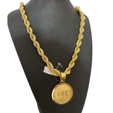 Imagem de Cordão Baiano 13mm + Pingente Audi - Banhado a Ouro - ToJoia18k, 70cm