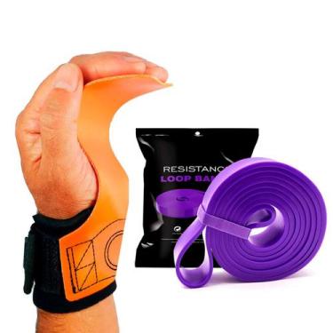 Imagem de Kit Hand Grip Competition Skyhill e Super Band Roxo Forte 45kg, G, Lon