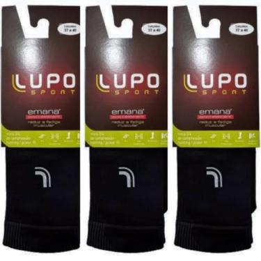 Imagem de Kit 3 Pares Meia Lupo Alta Compressão 3/4 Corrida Original, 41-44-G, P