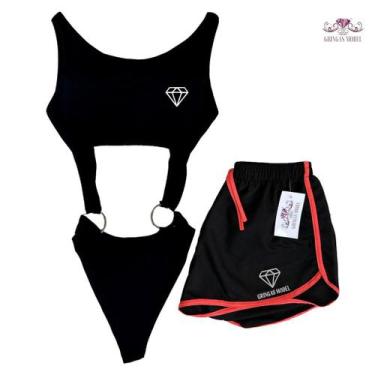 Imagem de Conjunto Maiô Com Bojo Estampa Refletivas + Short - Gringas Model, Pre