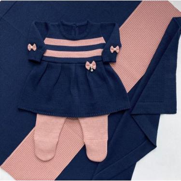 Imagem de Saída de maternidade de menina vestido pingente 3 peças - Dinhos baby,