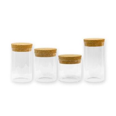 Imagem de Kit 4 Potes de Vidro para Tempero/Condimentos com Tampa Rolha - Rizzo