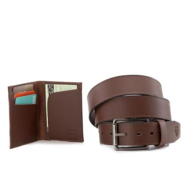 Imagem de Kit Cinto Em Couro Legitimo + Porta Cartão Masculino De Couro - Use Yo
