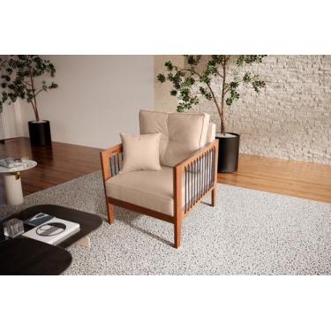 Imagem de Poltrona Paris Corda nautica luxury  linho bege com almofadas - Ideal 