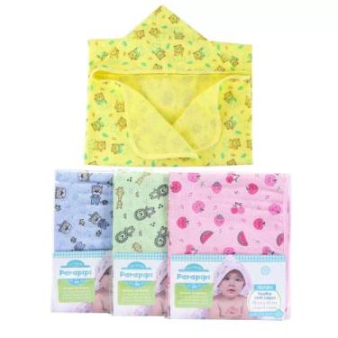 Imagem de Kit 7 Toalhas Felpudas Com Capuz 100% Algodão Bebê - Dugu
