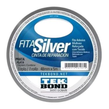 Imagem de Cola Fita Adesiva Reforçada Silver Tape 48mm Tekbond Cor Prata, 48mmX5