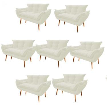 Imagem de Kit 07 Namoradeira  Decorativa  Opala Pés Palito em Madeira 2 Lugares 