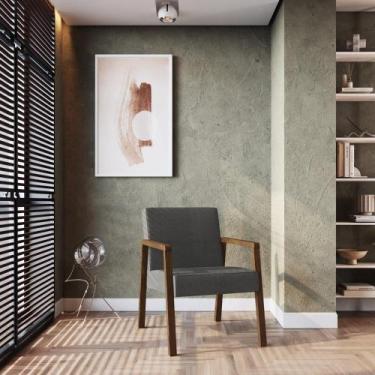 Imagem de Poltrona Slim com Tecido Algodão - Nogueira/Cinza - Volttoni, Marrom