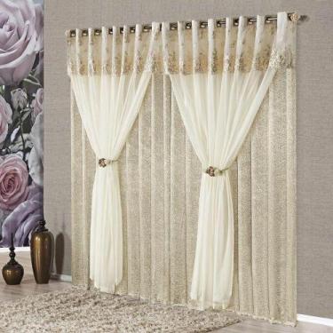 Imagem de Cortina Tecido Seda Amassada e Voal 3,00 X 2,50M Bronze - A DECORATIVA