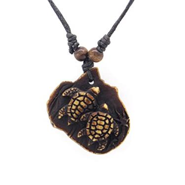 Imagem de Scddboy Colar masculino com pingente de tartaruga marinha havaiana - cordão ajustável surfista, Resina, Sem Pedra Preciosa