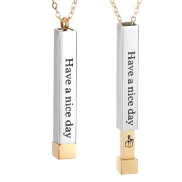 Imagem de SKQIR Be Kind of a Badass Colares femininos com mensagem oculta para melhores amigas irmãs, presentes inspiradores engraçados, colares com pingente de barra vertical, joias, presentes de mordaça para