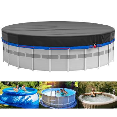 Imagem de MIXC Capa de Piscina Redonda de 8 Pés, Capas Solares para Piscinas Acima Do Solo, Protetor de Capa de Piscina de Verão com Acessórios de Capa de Piscina, Capa de Banheira de Hidromassagem Redonda Idea