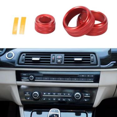 Imagem de TUCKBOLD Anel de cobertura de botão de controle de volume de mídia de ar condicionado AC para BMW 1 2 3 3GT 4 Series F20 F22 F30 F31 F32 F33 F80 resistente | Acabamento interior vermelho, 3 peças