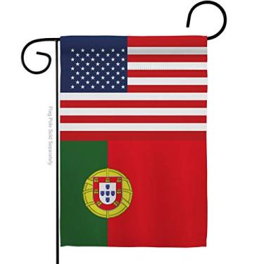 Imagem de Americana Home & Garden Bandeira de jardim da amizade dos EUA de Portugal Nação regional Internacional País do mundo Área particular Decoração de casa Banner Pequeno Quintal Presente de dois lados, Feito nos EUA