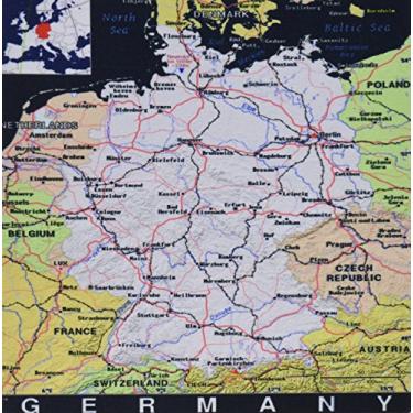 Imagem de 3dRose Mouse pad LLC 20 x 20 x 0,65 cm impressão de mapa exótico da Alemanha vívida com cidades e estradas (Mp_183509_1)