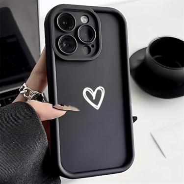 Imagem de Capa de telefone Love Heart para iPhone 13 Capa iPhone 11 16 Pro 12 14 15 Pro Max XR X XS 7 8 Plus SE Capa de silicone macio à prova de choque, preta DF55, para iPhone 16Pro Max