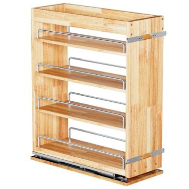 Imagem de Prateleiras de suporte para temperos de 4 camadas (20 cm L x 56 cm D), organização de temperos para organização de armazenamento de armários, prateleiras de temperos para armários internos