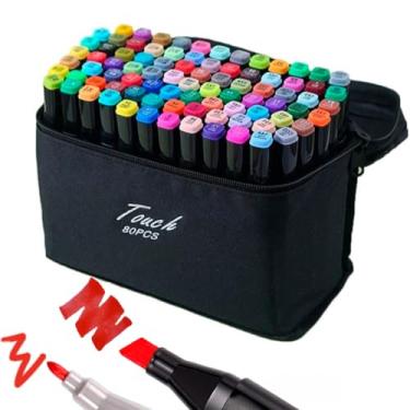 Imagem de Kit 80 Canetas Para Colorir Desenho Profissional Codificado por Cor Marcador Artistico Para Adulto e Crianças Canetinha Colorir Com Suporte Estojo Para viagem E Presente Ponta Dupla TikTok