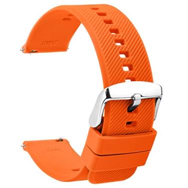 Imagem de TStrap Pulseiras de silicone de borracha, laranja, de liberação rápida, macia, impermeável, militar, para homens e mulheres - para relógios inteligentes de substituição de 18 mm, 19 mm, 20 mm, 21 mm,