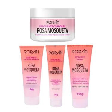 Imagem de Kit 4 Rosa Mosqueta Hidratante Sabonete Esfoliantes - Porán