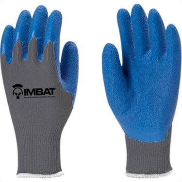 Imagem de Luva Imbat Tricotada Banho Palmar Azul 10 - Kit C/12 Unidades