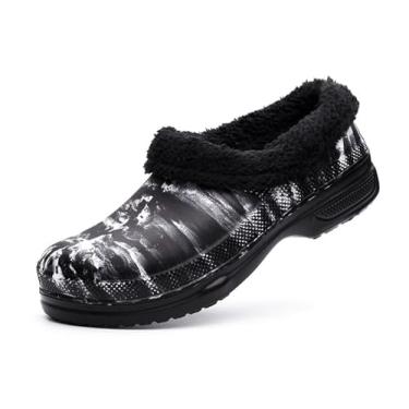 Imagem de Sapatas Profissionais Do Cozinheiro Chefe Dos Homens, Inverno Quente Moda Deslizamento Resistente Absorção De Choque Segurança Trabalho Chef Sapatos, Sapatas Largas Ocasionais(Black,47 EU)