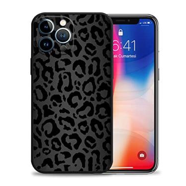 Imagem de Foneine Capa para iPhone 13 Pro Max, capa protetora de TPU de leopardo de 6,7 polegadas, pele de animal de guepardo leopardo preto, protetor de câmera para meninas e mulheres