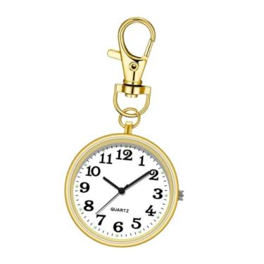 Imagem de YIJU Pocketchain Pocket Watch Nurse Watch Hanging Keyring Watch Watch Minimalist FOB Watch Keychain Watch for Weddings Outdoor Exam Party, Ouro