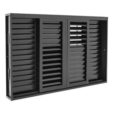 Imagem de Janela Veneziana Multiflex Grade Quadriculada Black Aço 120 x 200 x 16