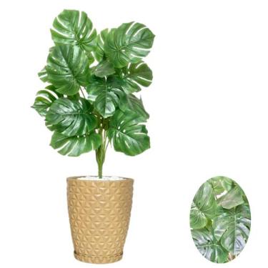 Imagem de Planta Artifical Costela De Adão Com Vaso e Pedras Brancas - PlantaImp