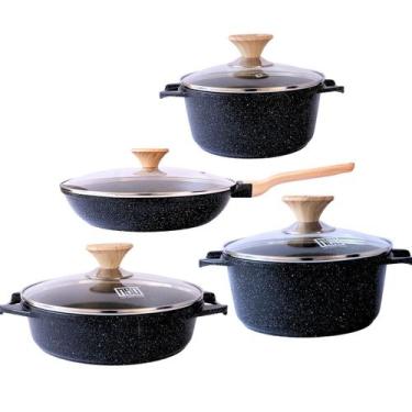 Imagem de Jogo de Panelas Indução Revestimento Antiaderente Mármore Cerâmico Cla